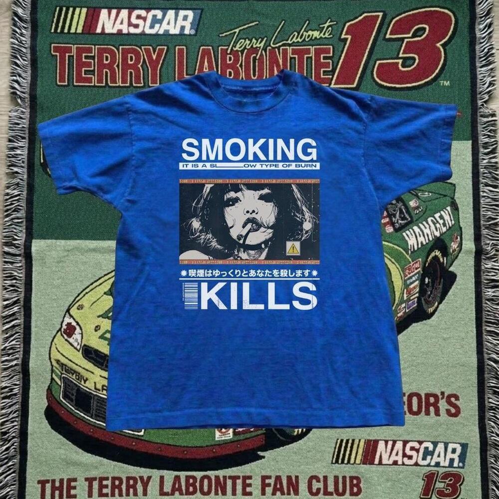 Blue Smoking Kills Graphic Tee